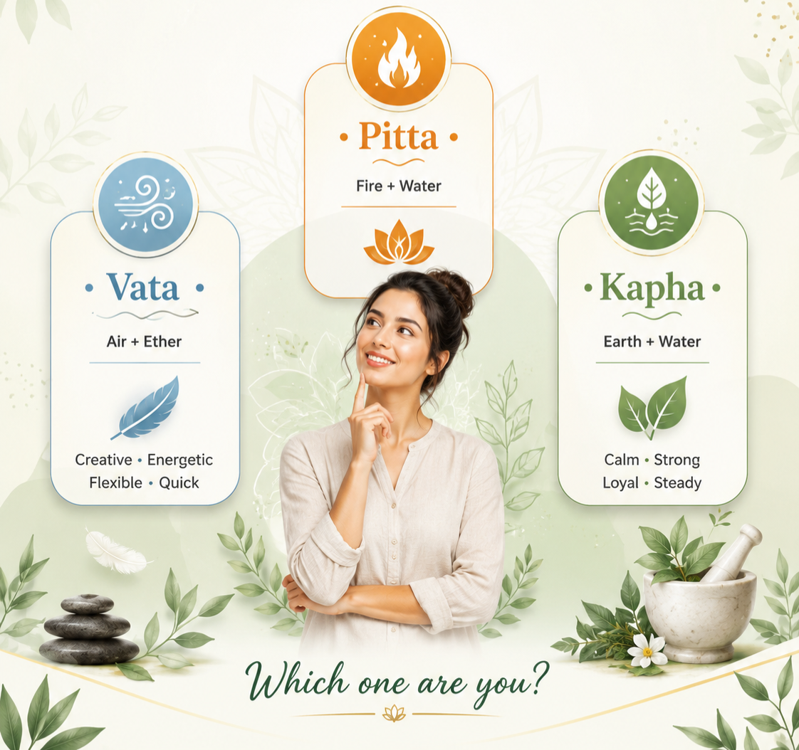 Vata Pitta Kapha Prakriti illustration